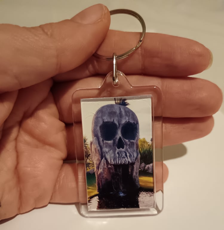 Gothic skull themed photography rectangular keyring