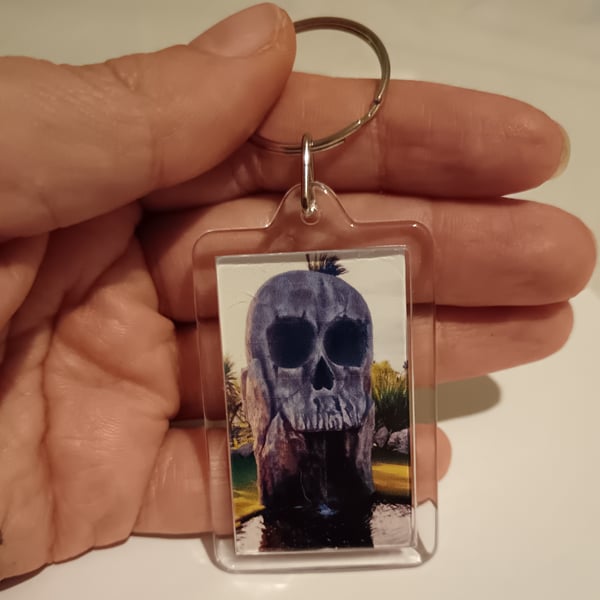 Gothic skull themed photography rectangular keyring