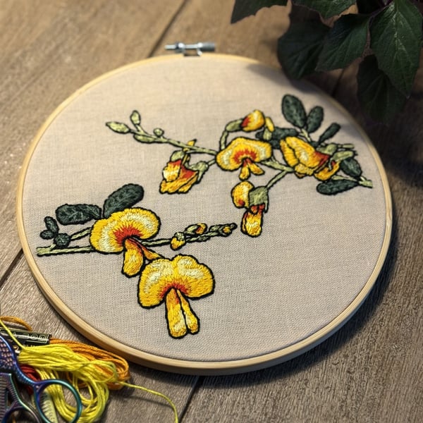 DIY Embroidery Kit: Golden Tip Australian Floral Design