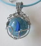 Blue glass marble pendant. Necklace - Image 1