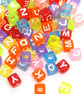 7mm cube Acrylic Alphabet Beads transparent colourful mixed letters for Jeweller