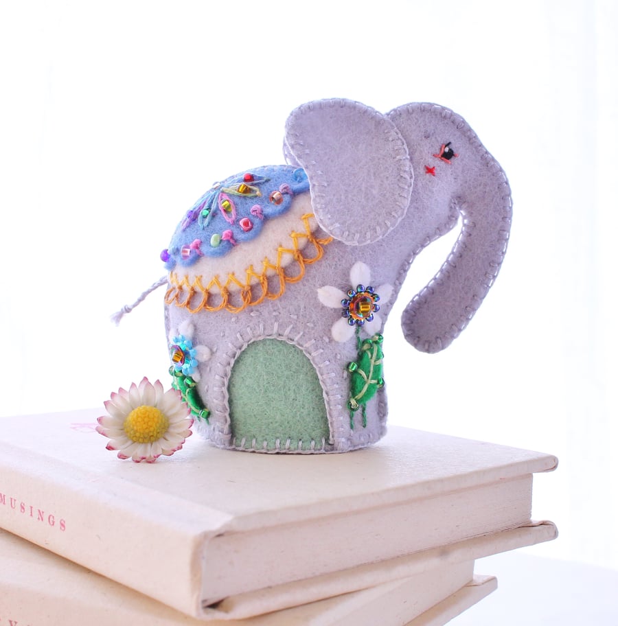 New Design For 2014 Frankie Elephant - Hand Embroidered Beaded Felt Elephant 
