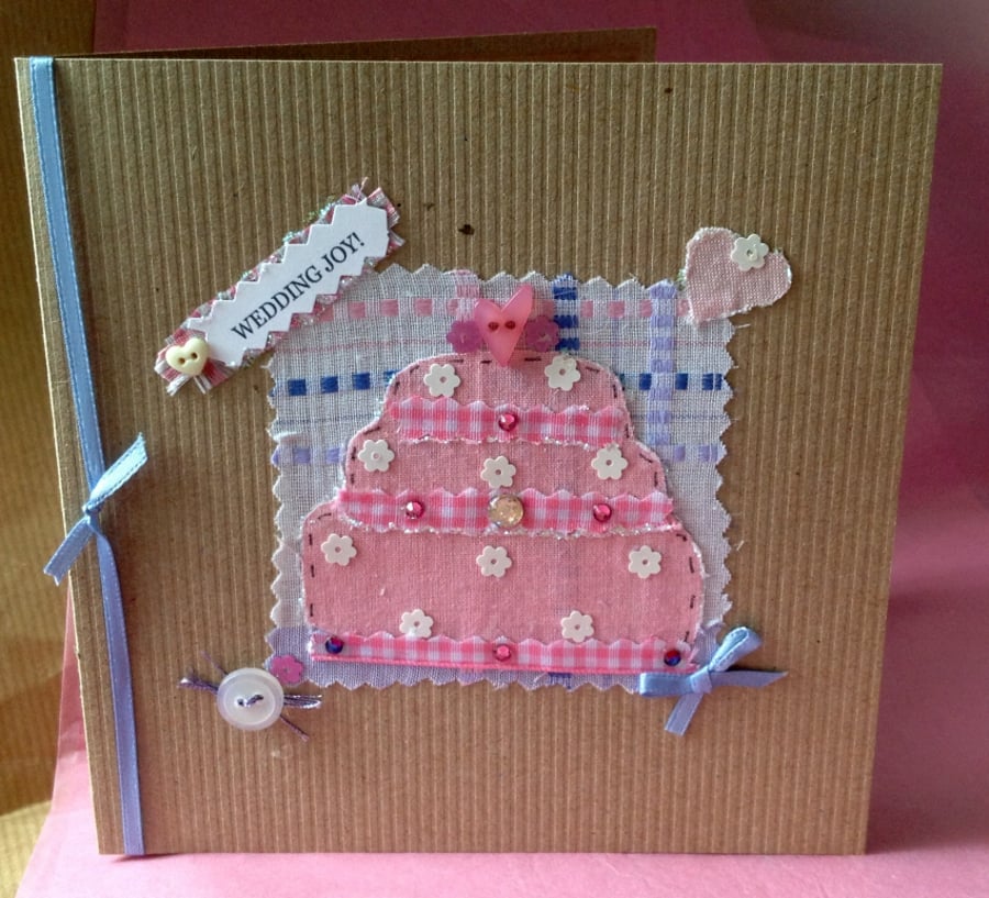 Greeting Card, 'Pretty Patch Wedding' Handmade Card 