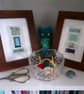 Pretty Patterned Green Turquoise Blue Handstitched Geometric Small Artworks - Image 7
