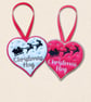 Christmas Hug Heart Tree Decoration - Embroidered Ornament
