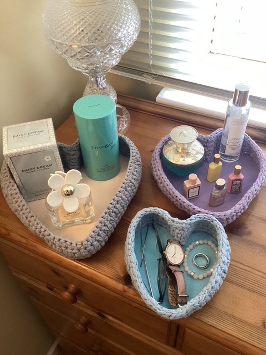 Handmade Crochet Heart Baskets