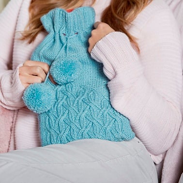 Blue Wool knitted hot water bottle cover