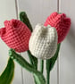  tulip mini bouquet, crochet flowers pink and cream - Image 5