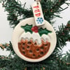 Ceramic Christmas pudding decoration with little tag