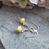 Sterling Silver Handmade Yellow Lampwork Glass and Crystal Earrings