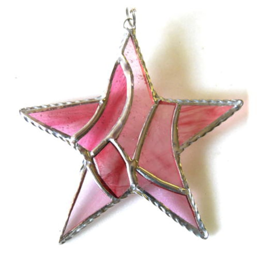 Patchwork Star Suncatcher Stained Glass Pink