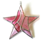 Patchwork Star Suncatcher Stained Glass Pink