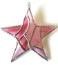 Patchwork Star Suncatcher Stained Glass Pink - Image 1