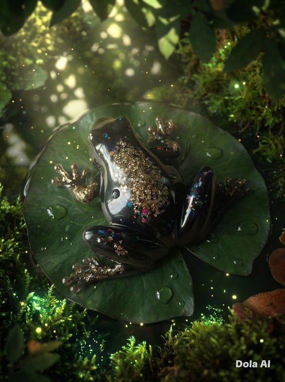 Black & Gold Resin Frog