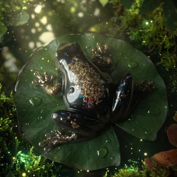 Black & Gold Resin Frog