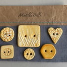 Buttons handmade Mixed set of Six ceramic Yellow glazed buttons