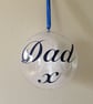 Christmas Memory Bauble, Personalised, Internal Feather. Memorial Tree Ornament. - Image 2