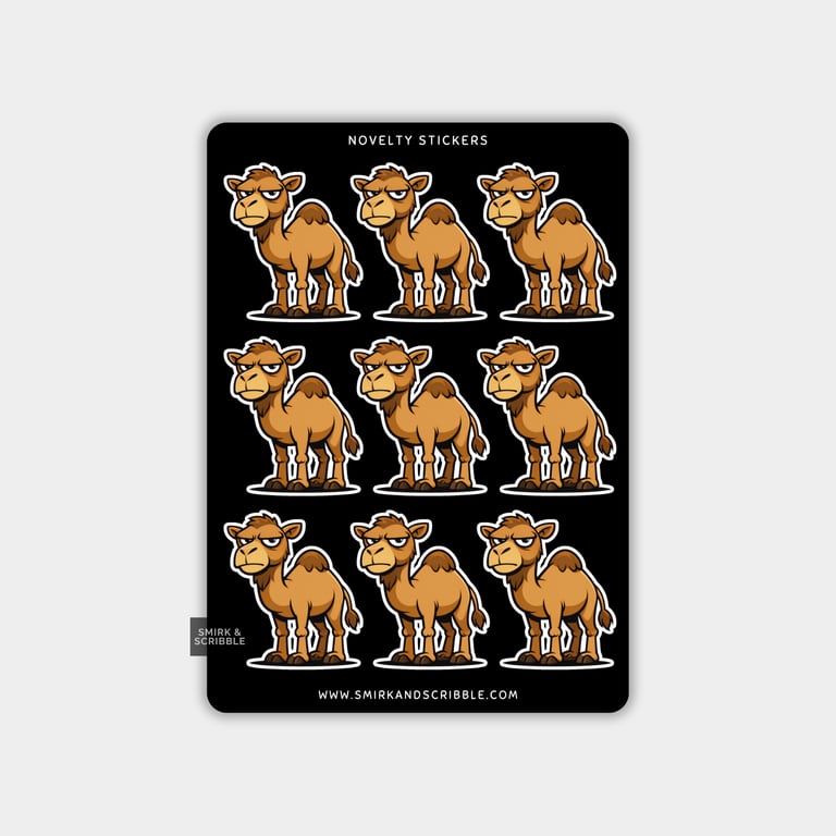 Funny Vinyl Sticker Sheet For Adults - Grumpy Camel