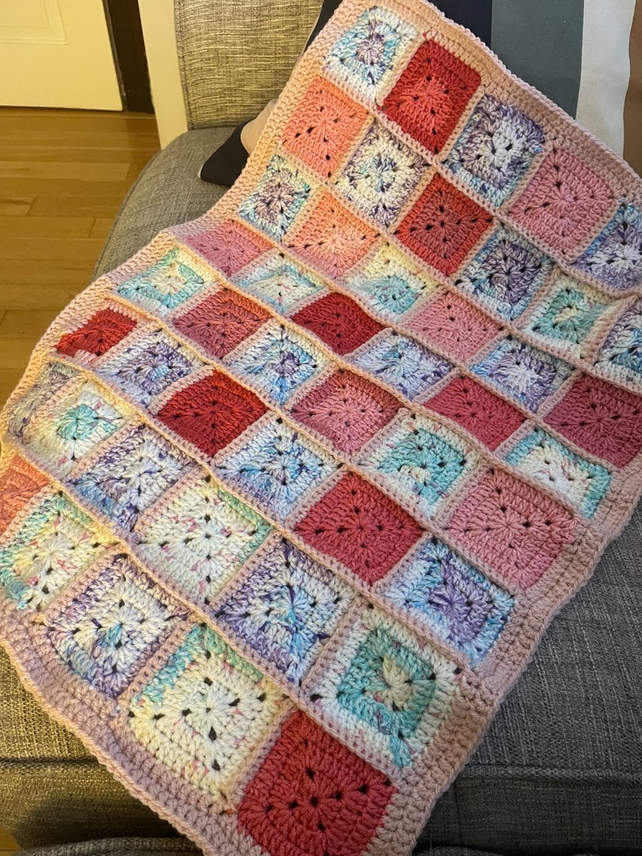 Crocheted Baby blanket for pram or car seat 