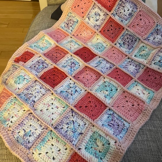 Crocheted Baby blanket for pram or car seat 