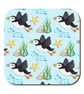 Puffin Coaster. Cute Seaside Watercolour Pattern Coastal Nautical Kitchen Decor  - Image 1