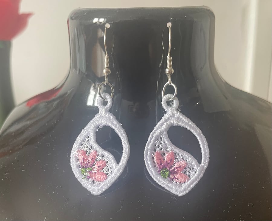 Homemade  Free Standing Lace Earrings