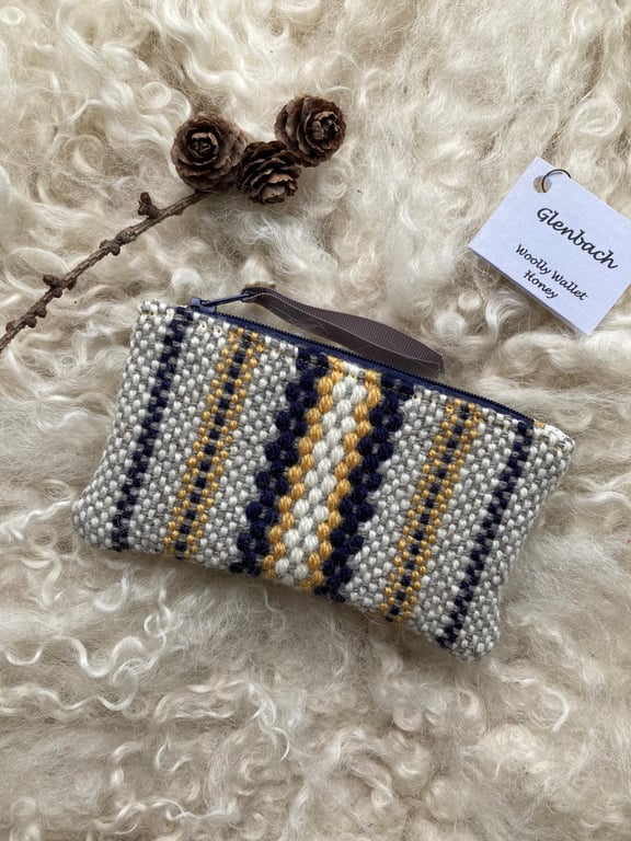 Woolly Wallet - Honey. Handwoven in Wales
