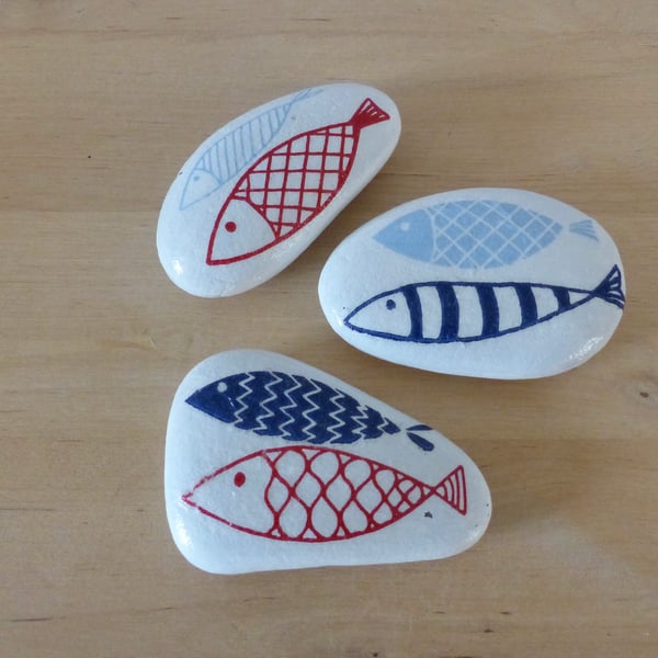 Decoupaged 'Fish' Pebbles