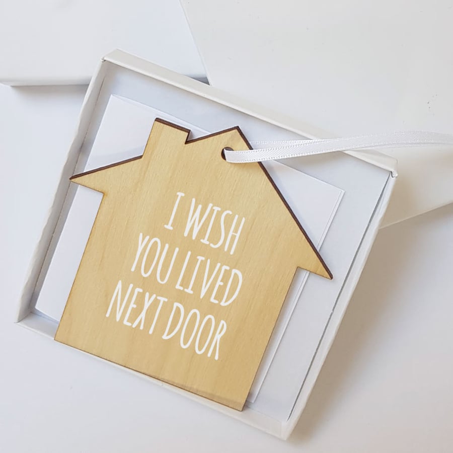 I Wish You Lived Next Door Personalised Gift Boxed Mini Plaque