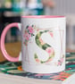 Personalised Floral INITIAL Mug Flowers Mug Custom Name Bridesmaid Gift For Her  - Image 1