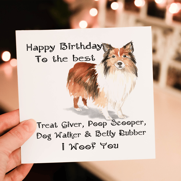 Shetland Sheepdog Birthday Card, Dog Birthday Card, Personalized Dog Breed Ca