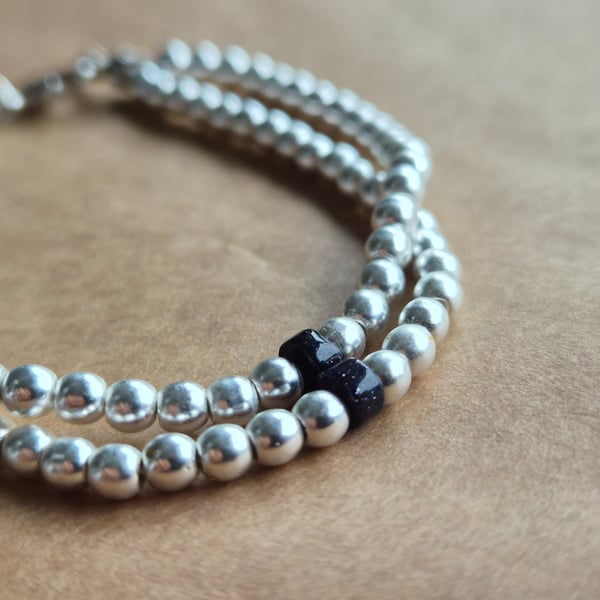 Silver double hang, starry wheeled bracelet. Wedding, civil wedding piece. 