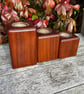 Set of 3 Handmade Masasa Wood Candle Holders with Glass Liners
