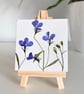 Real Pressed Lobelia  Miniature Botanical Canvas on Wooden Easel