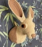 Faux Taxidermy Hare Trophy Head, Handcrafted Crocheted Wall Hanging Decor - Image 4