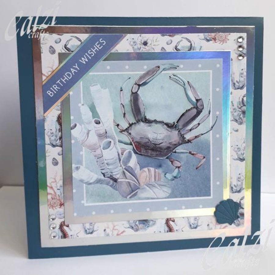 Crab & Sea Life Birthday Card