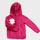 Hand Knitted Hooded Jumper, Fits Age 4-5 years, Wool With Acrylic Blend Yarn