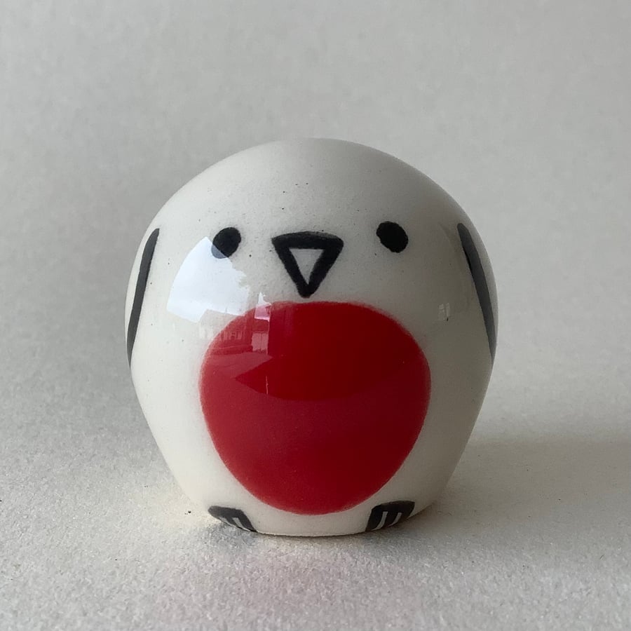 Small Wheel Thrown and Hand-Painted Ceramic Robin