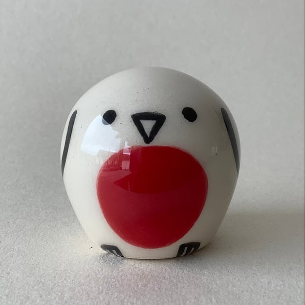Small Wheel Thrown and Hand-Painted Ceramic Robin