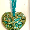 Green Tree of Life Heart Macrame