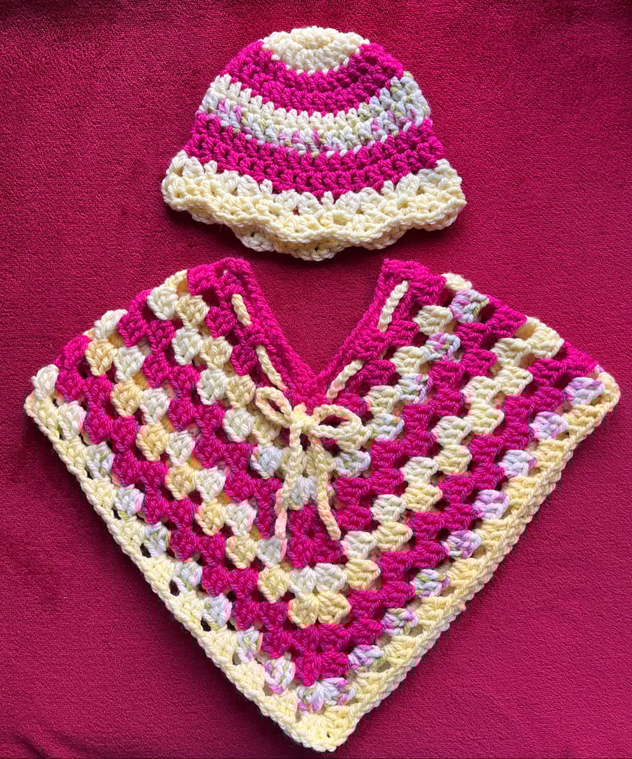 Hand crocheted baby or toddler ponchos