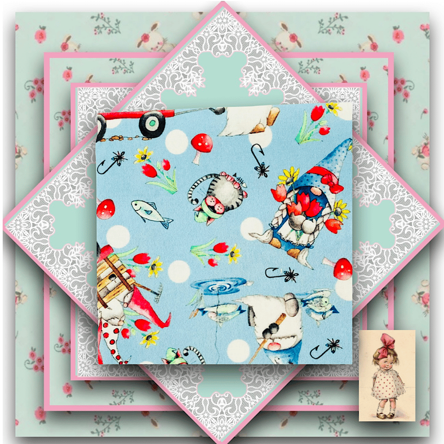 Sale Item - Blue Gnomes Print Long Quarter 