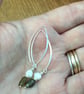 Labradorite Pearl Sterling Silver long earrings Handmade in England, Metalsmith - Image 6