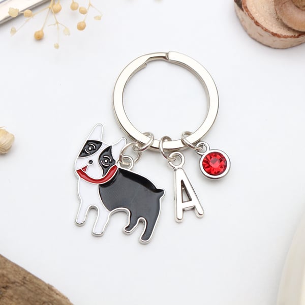 Personalised French Bulldog Keyring - Dog Lover Gift, Frenchie, Custom Pet Prese