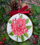 Summer Seconds Red Rose hand-painted log slice Christmas decoration 