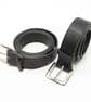 1.5" wide black leather belt; solid brass buckle - Image 2