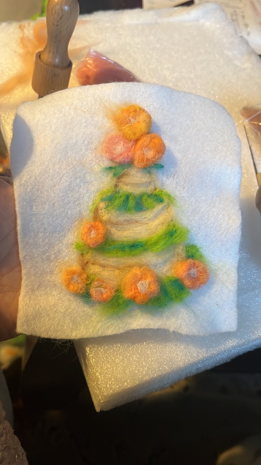 Cake - Wool Painting Greetings Card, Wall Art, vibrant 