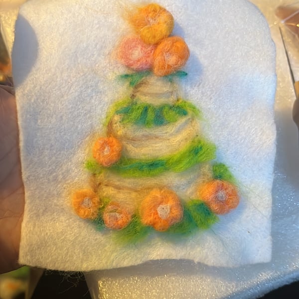 Cake - Wool Painting Greetings Card, Wall Art, vibrant 