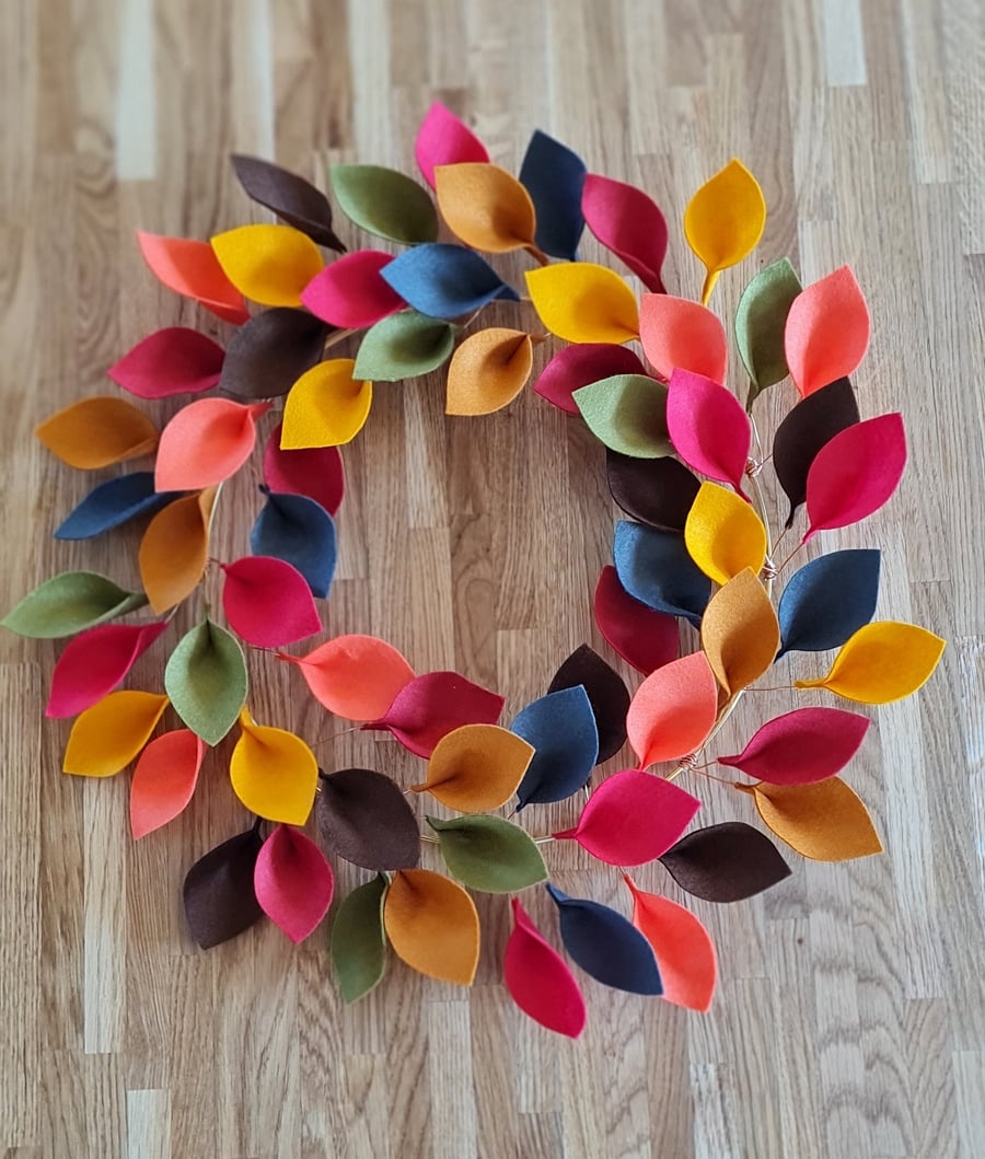 Handcrafted Felt Leaf Autumn Wreath