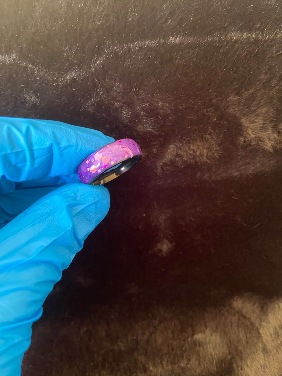 Resin ring purple shimmer mica